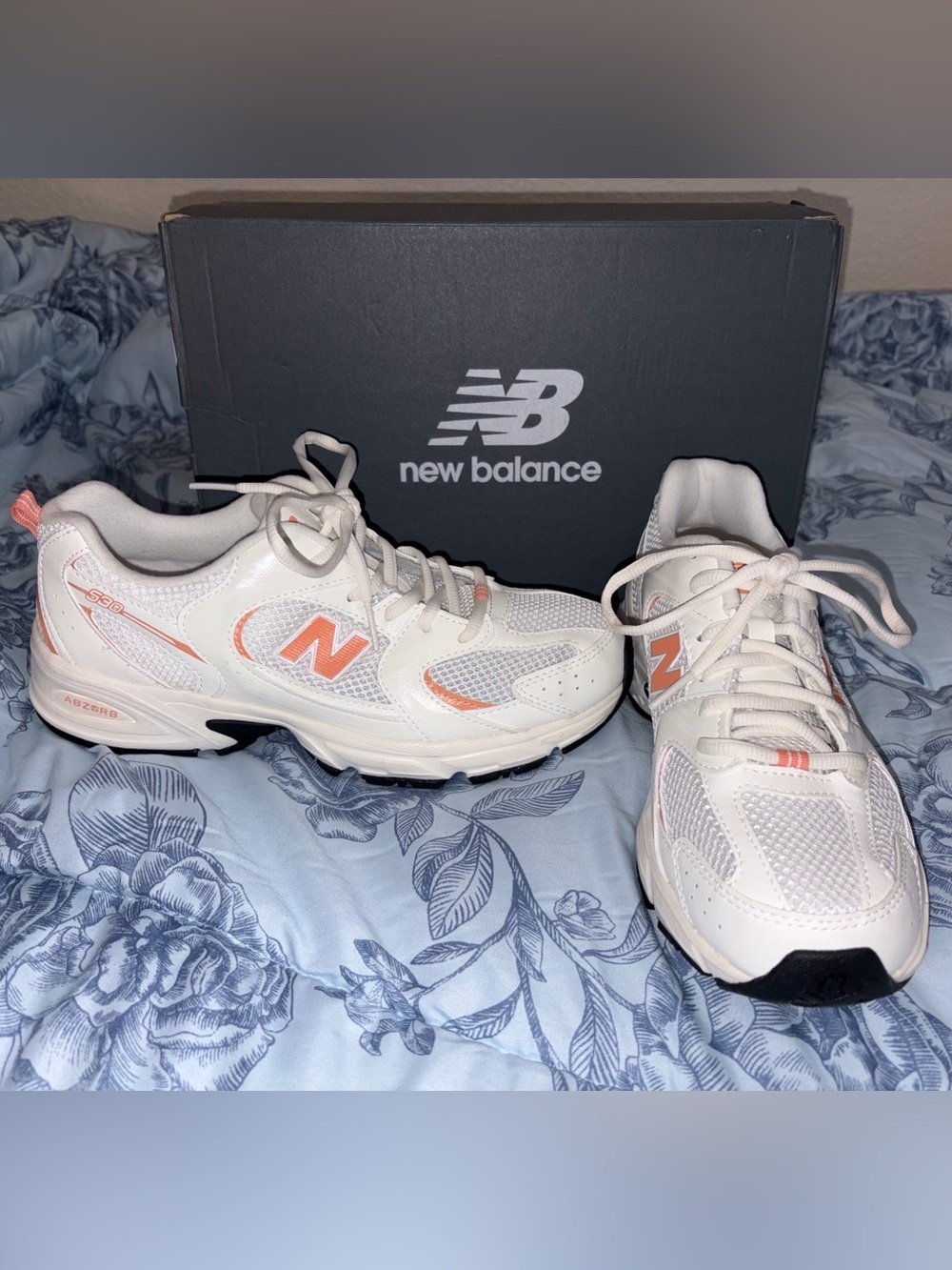 New Balance Women's White Sneakers with Coral Accents